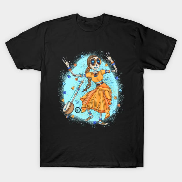 Cute Skeleton lady - Dia De Los Muertos - Dancing Indian Lady T-Shirt by Scriptnbones